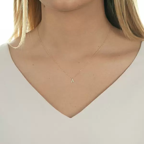 Leaf Jewelry Buchstabenketten, 14 K Rosegold mit Diamanten Discount Store für neue Produkte