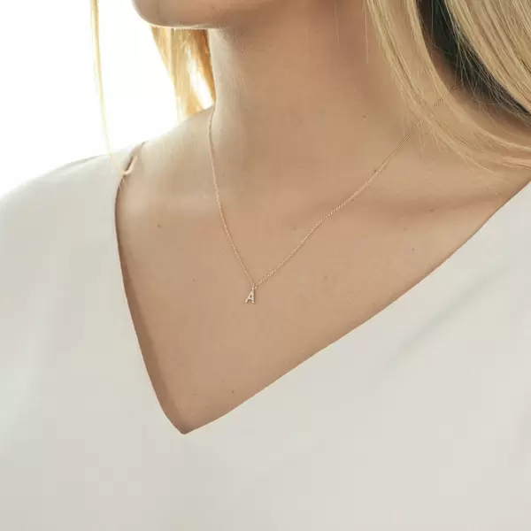 Leaf Jewelry Buchstabenketten, 14 K Rosegold mit Diamanten Discount Store für neue Produkte