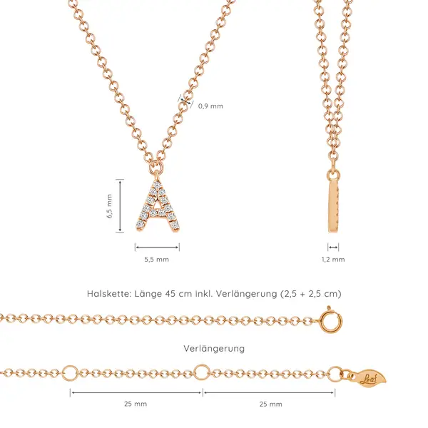 Leaf Jewelry Buchstabenketten, 14 K Rosegold mit Diamanten Discount Store für neue Produkte