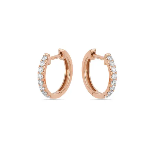 Leaf Jewelry Creole mit Diamanten, 18K Rosegold Nur noch ein Tag übrig