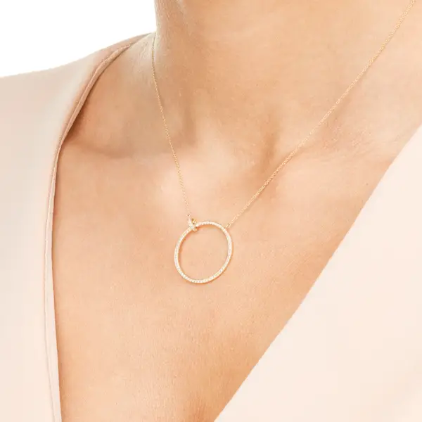 Leaf Jewelry Halskette Circle Groß mit Diamanten, 18 K Gelbgold Riesige Rabatte