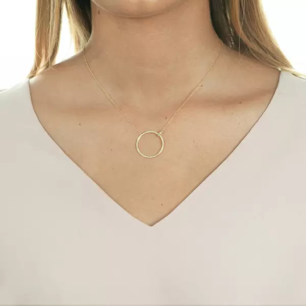 Leaf Jewelry Halskette Circle Groß mit Diamanten, 18 K Gelbgold Riesige Rabatte