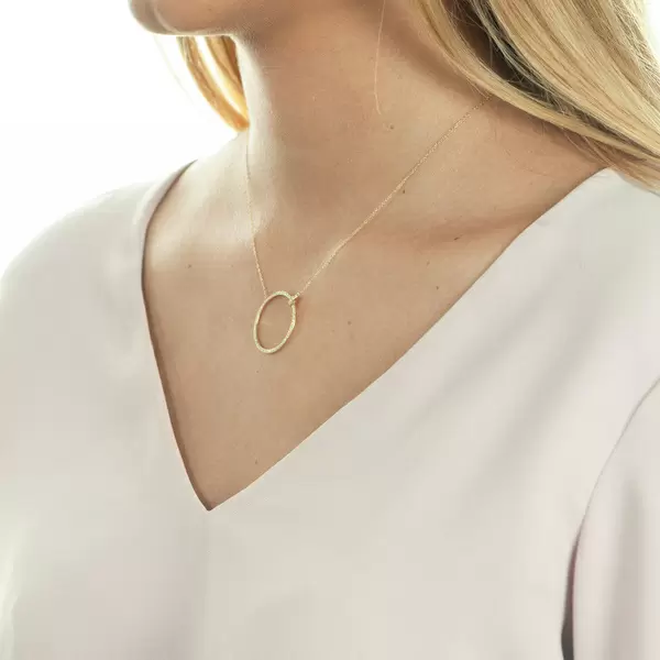 Leaf Jewelry Halskette Circle Groß mit Diamanten, 18 K Gelbgold Riesige Rabatte