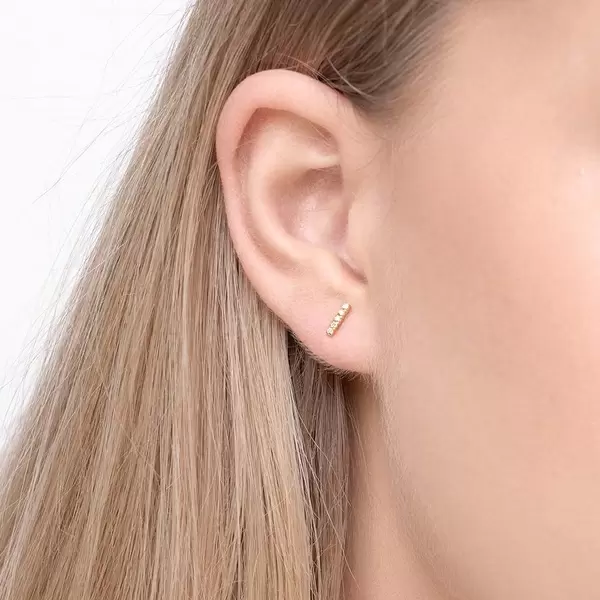 Leaf Jewelry Ohrstecker Bar mit Diamanten, 18 K Gelbgold Auslauf