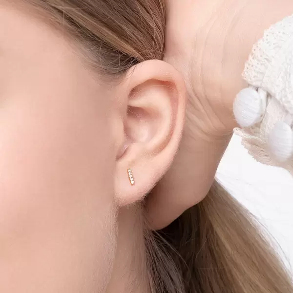 Leaf Jewelry Ohrstecker Bar mit Diamanten, 18 K Gelbgold Auslauf