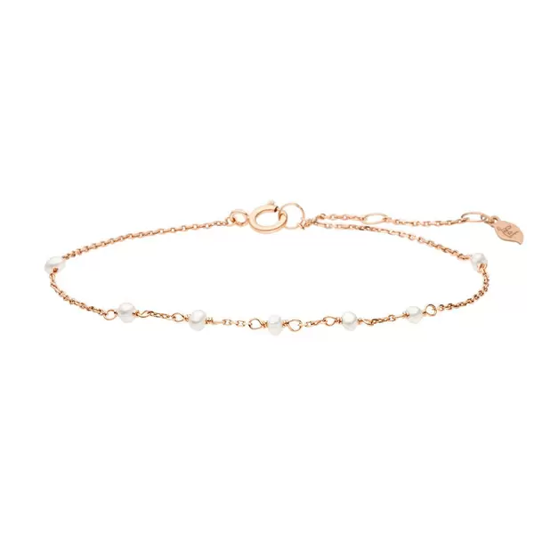 Leaf Jewelry Armkette White Pearls, 14 K Rosegold Verkauf