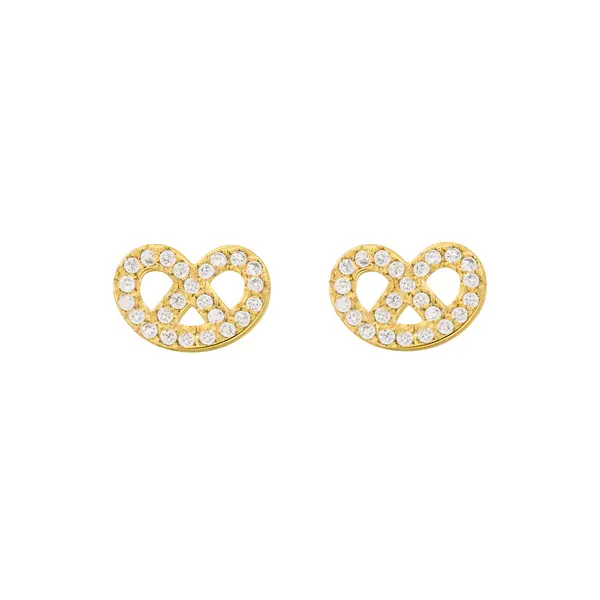Leaf Jewelry Ohrstecker Brezn mit Zirkonia, 18 K Gelbgold vergoldet Hotsell