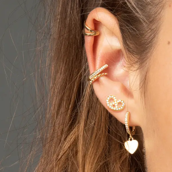 Leaf Jewelry Ohrstecker Brezn mit Zirkonia, 18 K Gelbgold vergoldet Hotsell