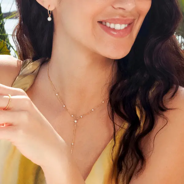Leaf Jewelry Y-Halskette Flying Pearls, 18 K Gelbgold vergoldet Rabatt