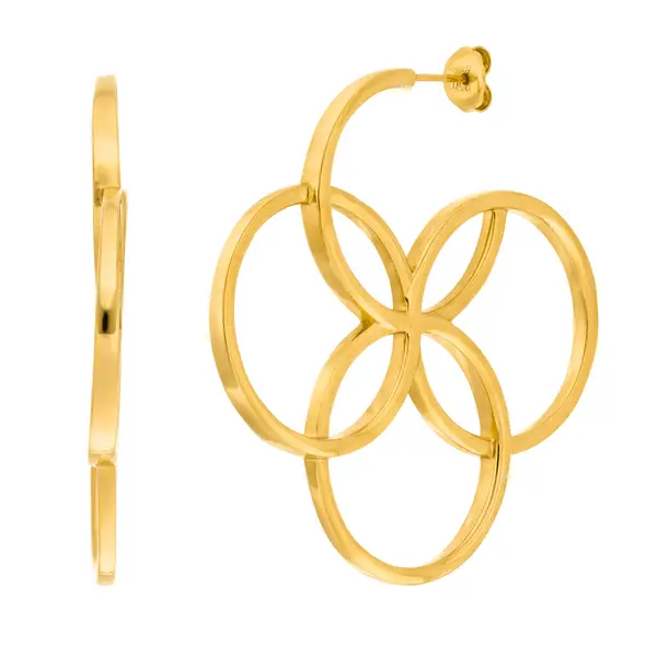 Leaf Jewelry Creolen Clover Charm, groß, 18 K Gelbgold vergoldet Versandkostenfrei