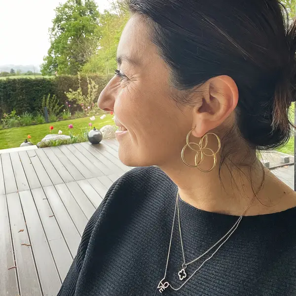 Leaf Jewelry Creolen Clover Charm, groß, 18 K Gelbgold vergoldet Versandkostenfrei