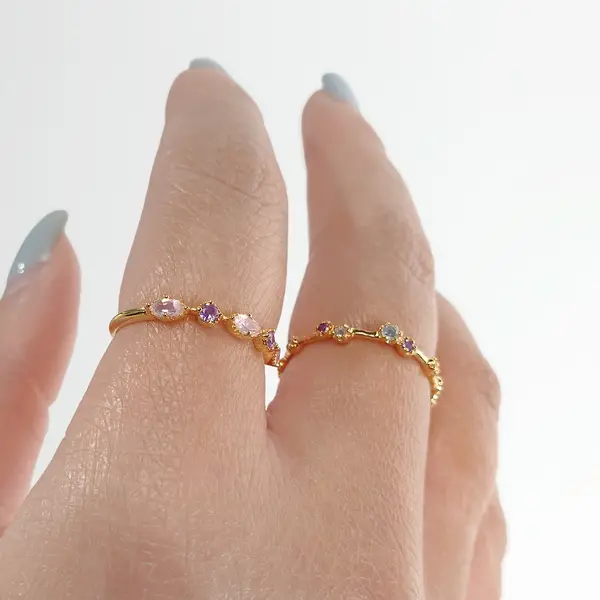 Leaf Jewelry Silber Ring, Oval Gems, Rosenquarz, Gelbgold Begrenztes Angebot