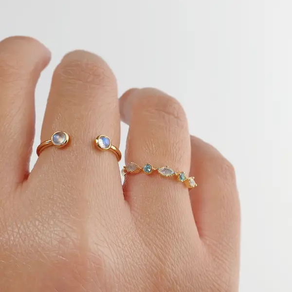 Leaf Jewelry Silber Ring, Oval Gems, Rosenquarz, Gelbgold Begrenztes Angebot