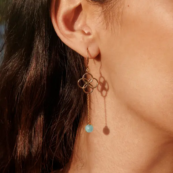 Leaf Jewelry Ohrhänger Clover Charm, Aqua Chalzedon, 18 K Gelbgold vergoldet Weihnachtsangebot