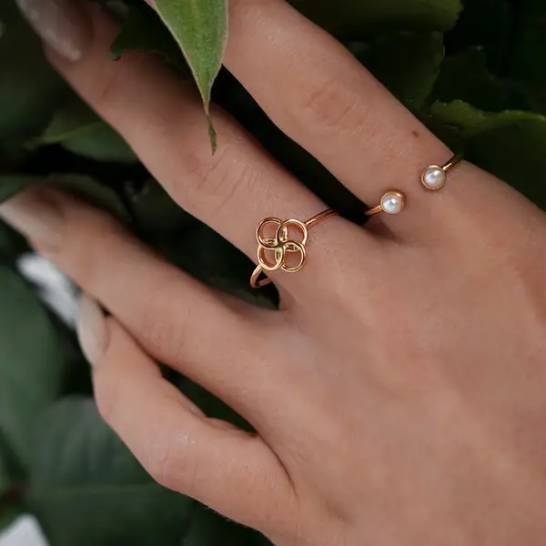 Leaf Jewelry Ring Clover Charm, 925 Sterlingsilber Große Rabatte