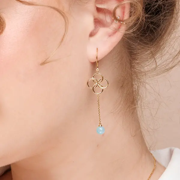 Leaf Jewelry Ohrhänger Clover Charm, Aqua Chalzedon, 925 Sterlingsilber Tägliche Deals