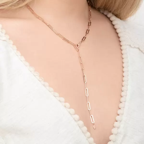 Leaf Jewelry Y-Halskette Square, 52cm, 18 K Rosegold vergoldet Super Sparpreis