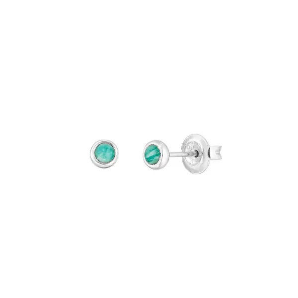Leaf Jewelry Ohrstecker Pure Amazonit, 3mm, 925 Sterlingsilber Wochenangebot