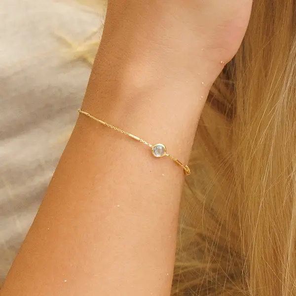 Leaf Jewelry Armkette Solitär, Rosenquarz, 18 K Rosegold vergoldet Neueste Stile
