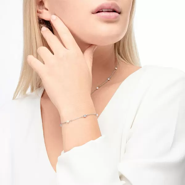 Leaf Jewelry Armkette Pure mit Süßwasserzuchtperlen, 925 Sterlingsilber Vierteljährliche Förderung