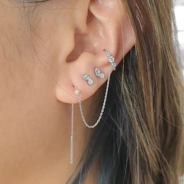 Leaf Jewelry Earcandy, Mondstein/Blauer Topaz, 925 Sterlingsilber Bis zu 55% Rabatt