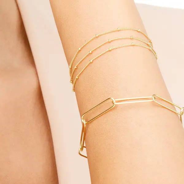 Leaf Jewelry Silber Armkette, BIG SQUARE, Rosegold Super Rabatt