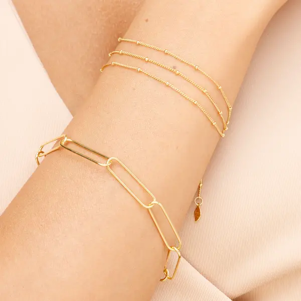 Leaf Jewelry Silber Armkette, BIG SQUARE, Rosegold Super Rabatt