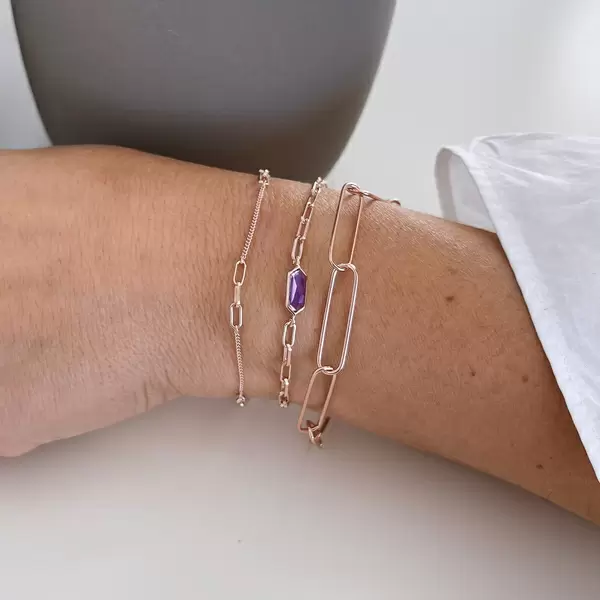 Leaf Jewelry Silber Armkette, BIG SQUARE, Rosegold Super Rabatt