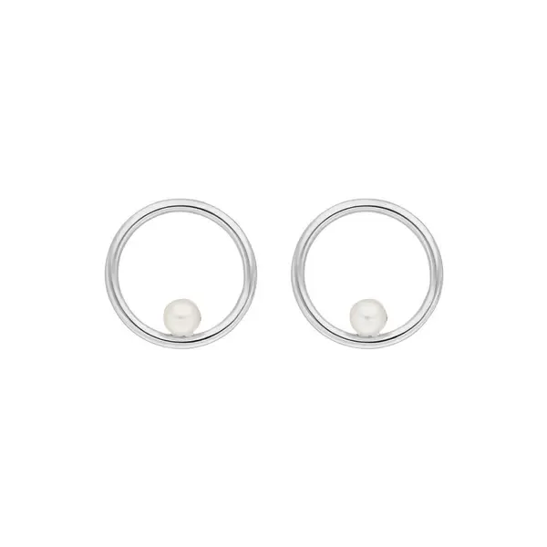 Leaf Jewelry Ohrstecker Circle mit Perle, 925 Sterlingsilber zollfrei