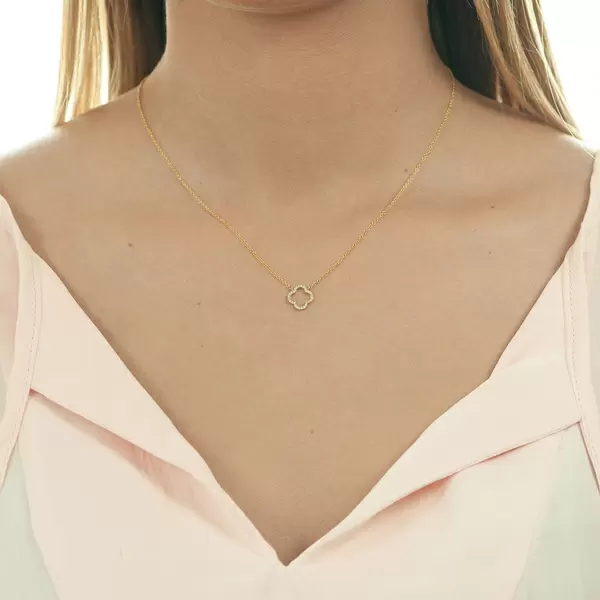 Leaf Jewelry Halskette Clover mit Diamanten, 18 K Gelbgold Black Friday