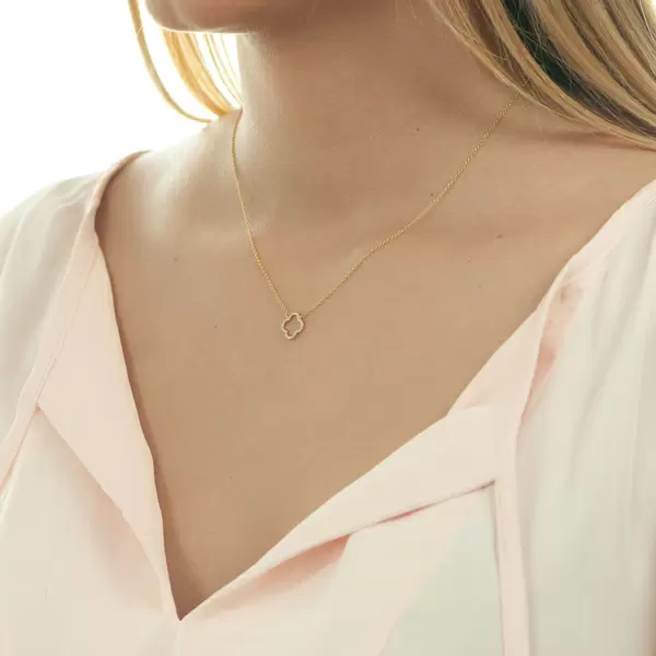 Leaf Jewelry Halskette Clover mit Diamanten, 18 K Gelbgold Black Friday