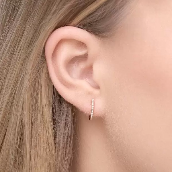 Leaf Jewelry Creole Circle XS mit Diamanten, 12mm, 18 Rosegold Weihnachtsangebot