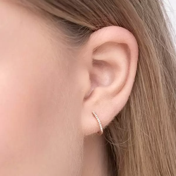 Leaf Jewelry Creole Circle XS mit Diamanten, 12mm, 18 Rosegold Weihnachtsangebot