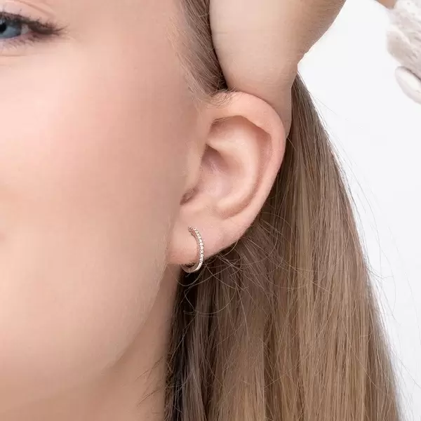Leaf Jewelry Creole Circle XS mit Diamanten, 12mm, 18 Rosegold Weihnachtsangebot