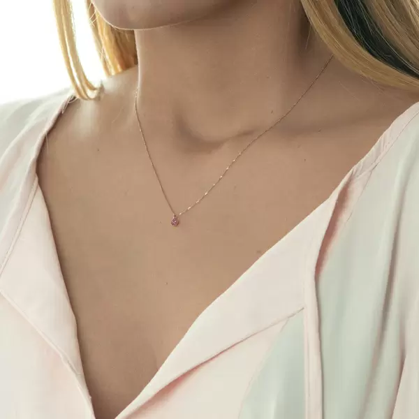 Leaf Jewelry Halskette Cabochon, Rubin, 14 K Roségold Muttertagsangebot