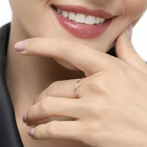 Leaf Jewelry Infinityring mit Diamanten, 18 K Rosegold Jubiläumsangebot