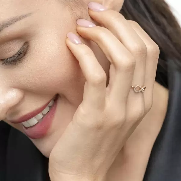 Leaf Jewelry Infinityring mit Diamanten, 18 K Rosegold Jubiläumsangebot