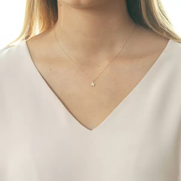 Leaf Jewelry Halskette Stern mit Diamanten, 18 K Roségold Heißer Verkauf