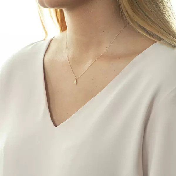 Leaf Jewelry Halskette Stern mit Diamanten, 18 K Roségold Heißer Verkauf