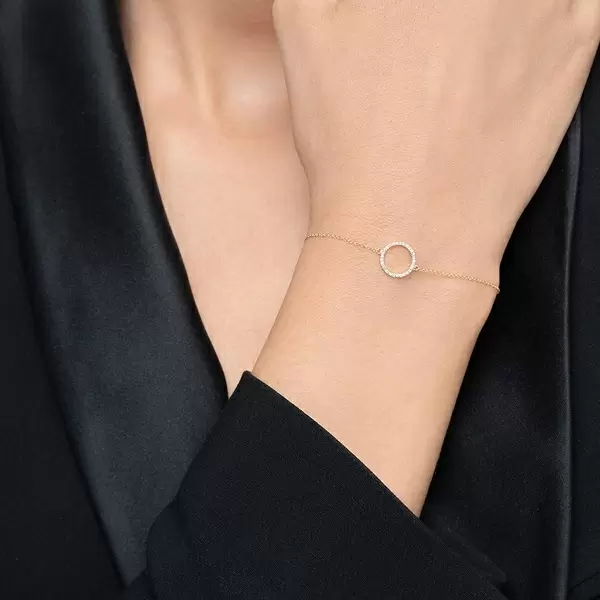Leaf Jewelry Armkette Circle mit Diamanten, 18 K Gelbgold Neueste Mode