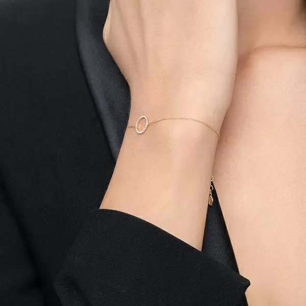 Leaf Jewelry Armkette Circle mit Diamanten, 18 K Gelbgold Neueste Mode