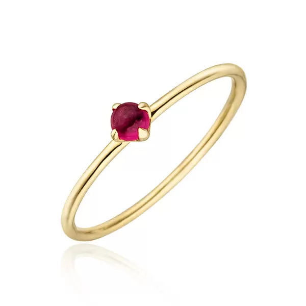 Leaf Jewelry Ring Cabochon, 14 K Gelbgold, Rubin Online Outlet