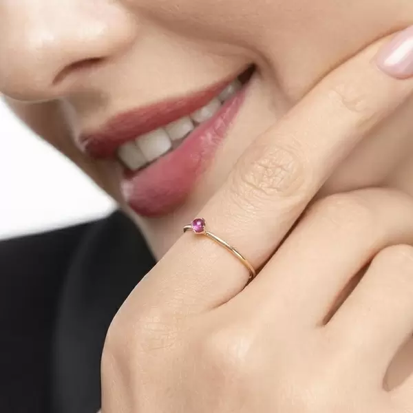 Leaf Jewelry Ring Cabochon, 14 K Gelbgold, Rubin Online Outlet