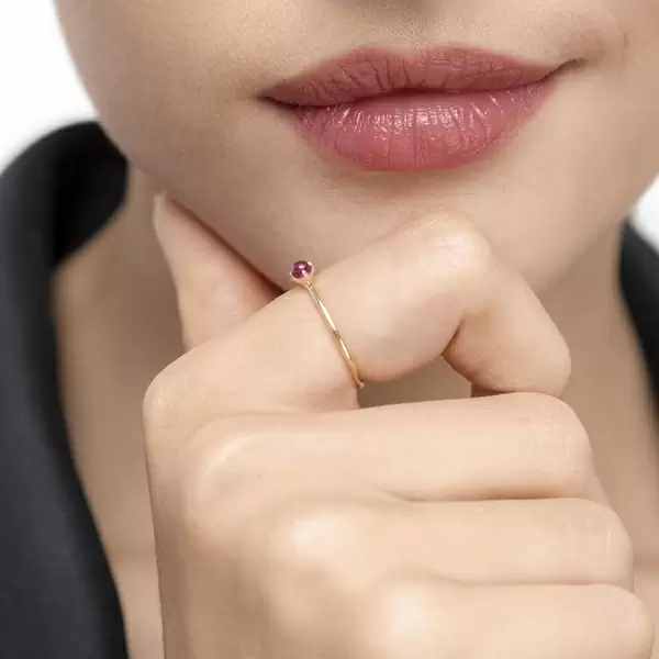 Leaf Jewelry Ring Cabochon, 14 K Gelbgold, Rubin Online Outlet