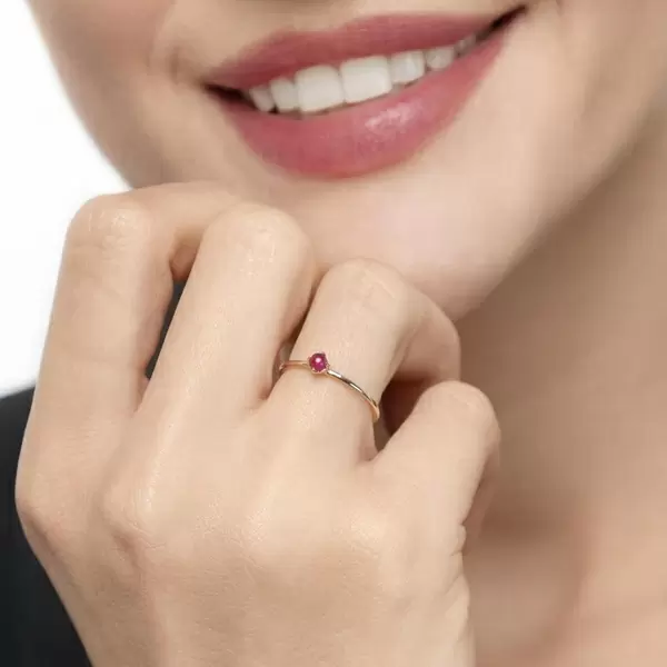 Leaf Jewelry Ring Cabochon, 14 K Gelbgold, Rubin Online Outlet