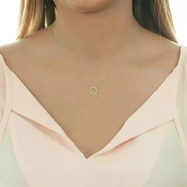 Leaf Jewelry Halskette Circle mit Diamanten, 18 K Weissgold Exklusive Angebote