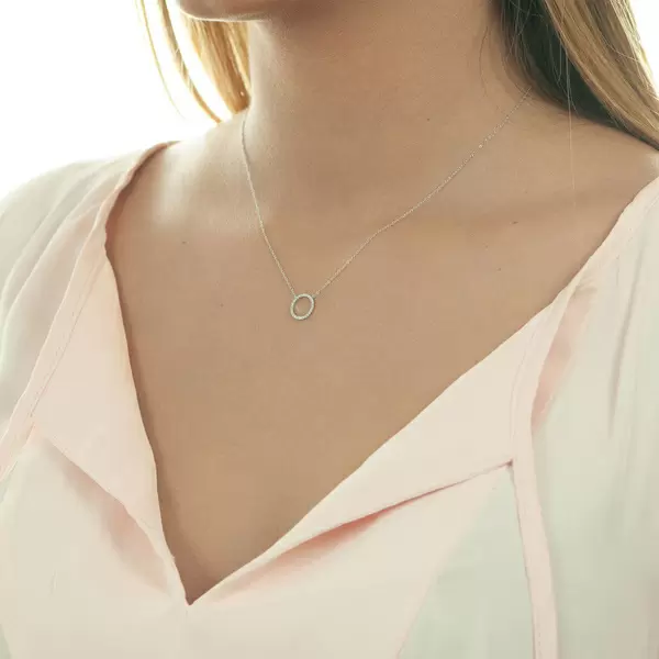 Leaf Jewelry Halskette Circle mit Diamanten, 18 K Weissgold Exklusive Angebote