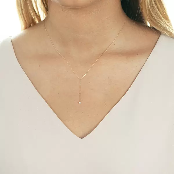 Leaf Jewelry Halskette Y-Pure Diamant, 18 K Rosegold Super Sparpreis