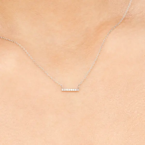 Leaf Jewelry Halskette Horizontal Bar, Diamant, 14 K Weißgold Wochenangebot