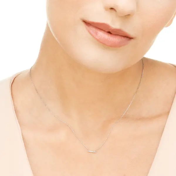 Leaf Jewelry Halskette Horizontal Bar, Diamant, 14 K Weißgold Wochenangebot